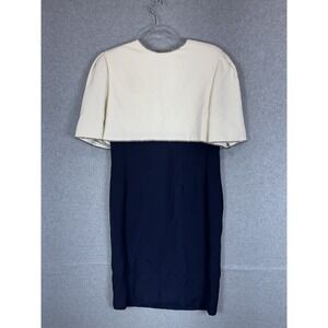 Vintage William Pearson Dress Womens Large Black‎ White Capelet Rhinestone 60s